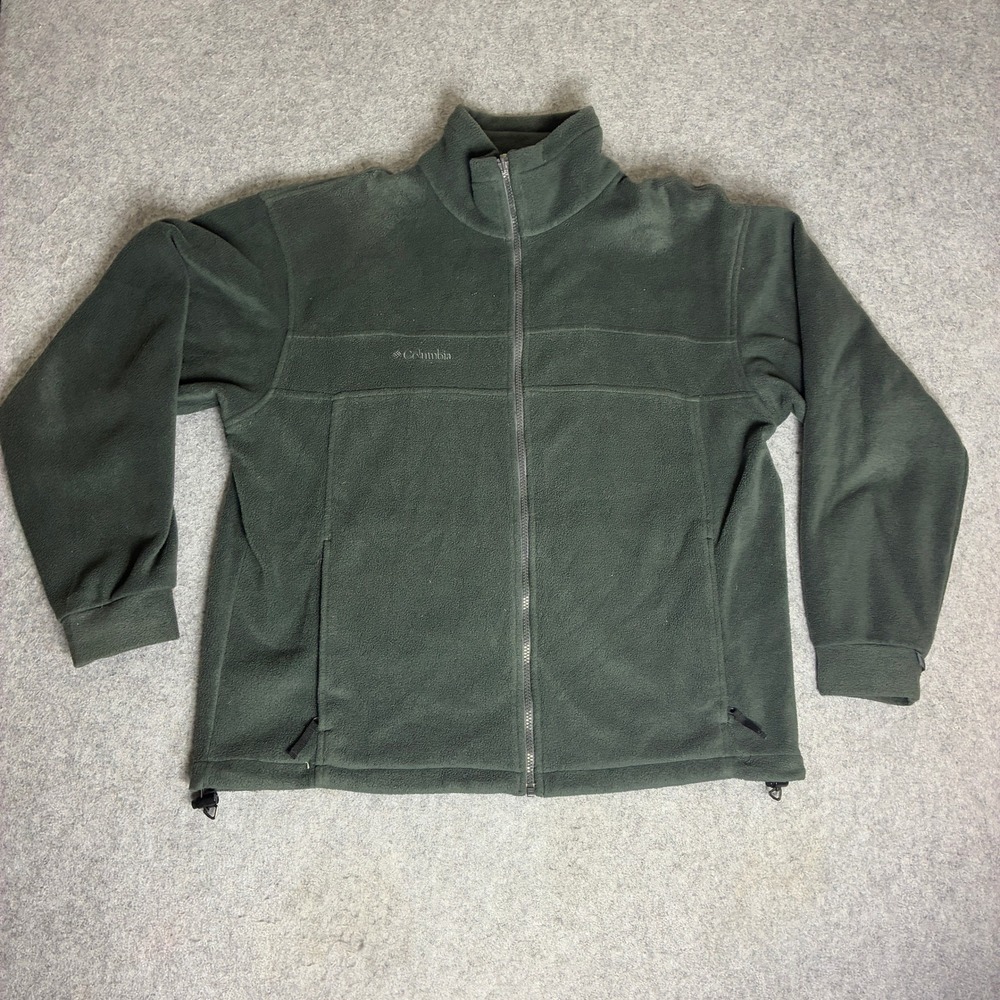 Columbia Core Interchange Mens Large Forest Green Full Zip Fleece Jacket L